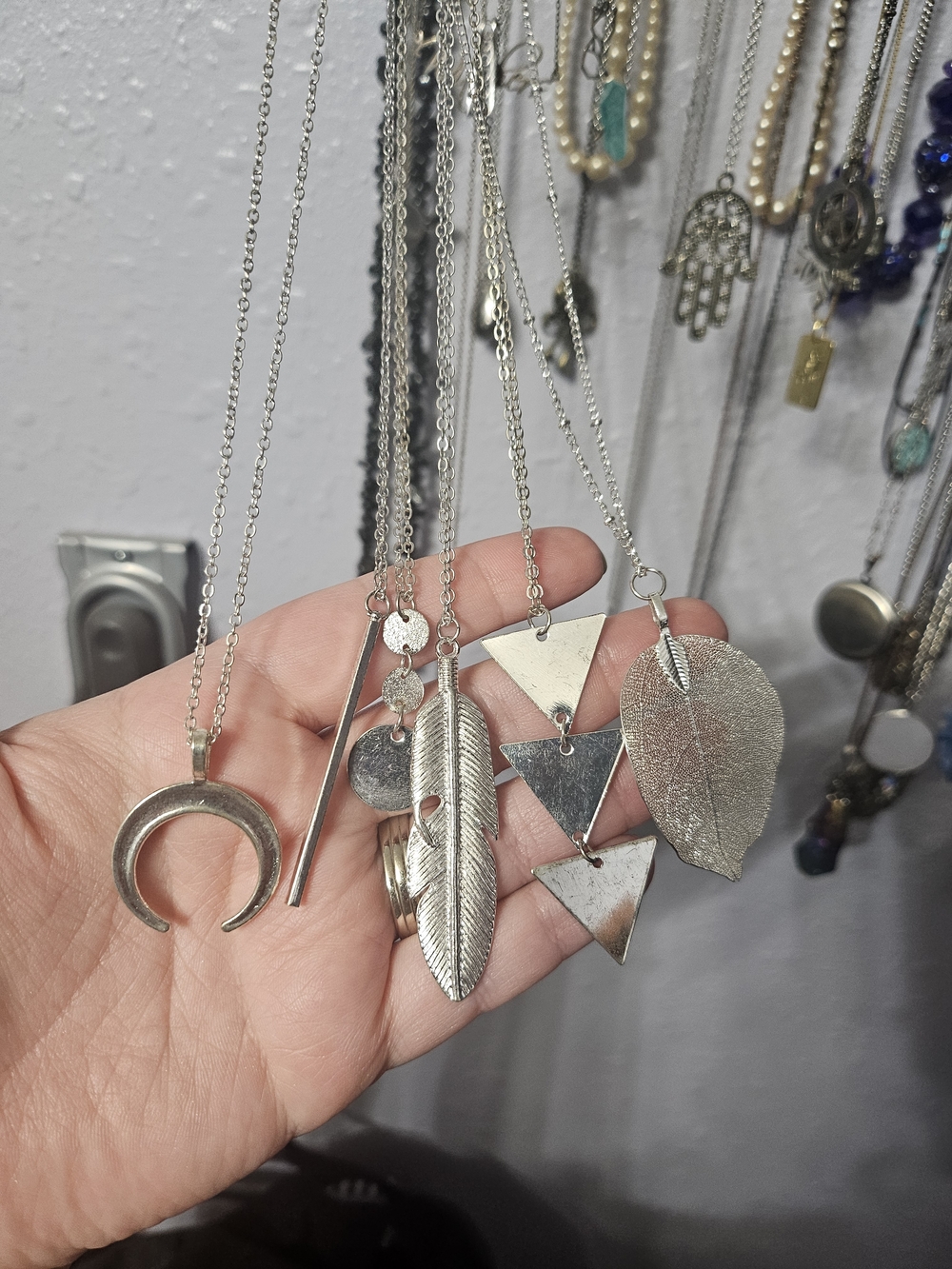 Silver Boho Pendant Necklace Collection - Multi Charm Styles